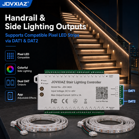 Komigan Intelligenter Bewegungssensor LED-Treppenbeleuchtungs-Kit KMG-3233, Step-by-Step-Kaskadenbeleuchtungseffekt, 40 Zoll zuschneidbarer COB LED-Lichtstreifen für Treppenhausbeleuchtung im Innenbereich, Kaltweiß 6000K