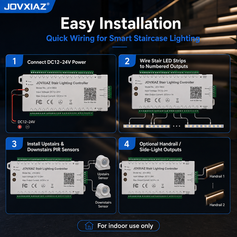 Komigan Intelligenter Bewegungssensor LED-Treppenbeleuchtungs-Kit KMG-3233, Step-by-Step-Kaskadenbeleuchtungseffekt, 40 Zoll zuschneidbarer COB LED-Lichtstreifen für Treppenhausbeleuchtung im Innenbereich, Kaltweiß 6000K