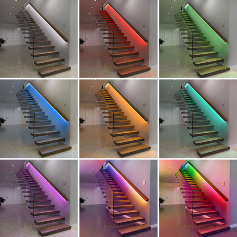 KOMIGAN Motion Sensor Handrail Light Kit KMG-45, 16.4FT RGB Cuttable LED Strip Light for Indoor Stair Lighting